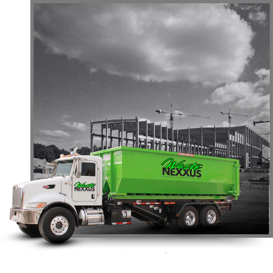 Waste Nexxus Dumpster truck in the construction site