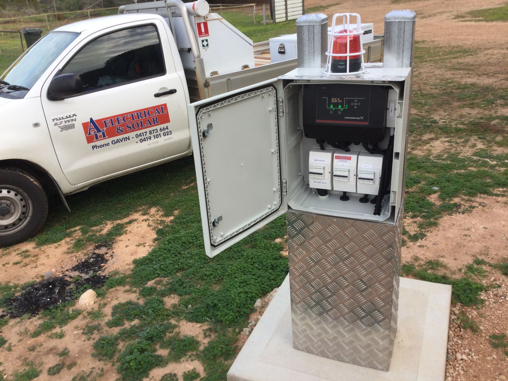 commercial electrical installation of a sub board for a caravan park