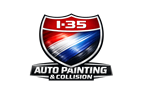 Logo for I-35 Auto Painting & Collision; a shield with a highway sign and company name.