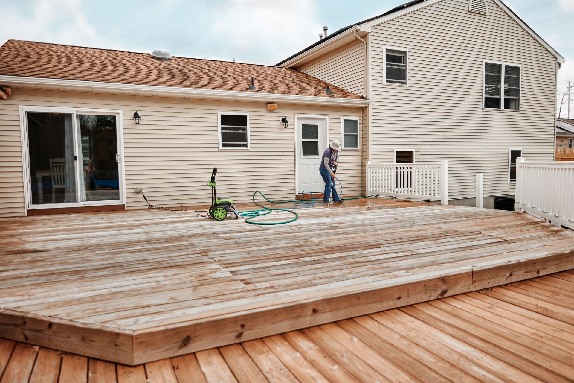 Wooden Terrace High Water Pressure Cleaning | Buda, TX | Texas Roots Property Care