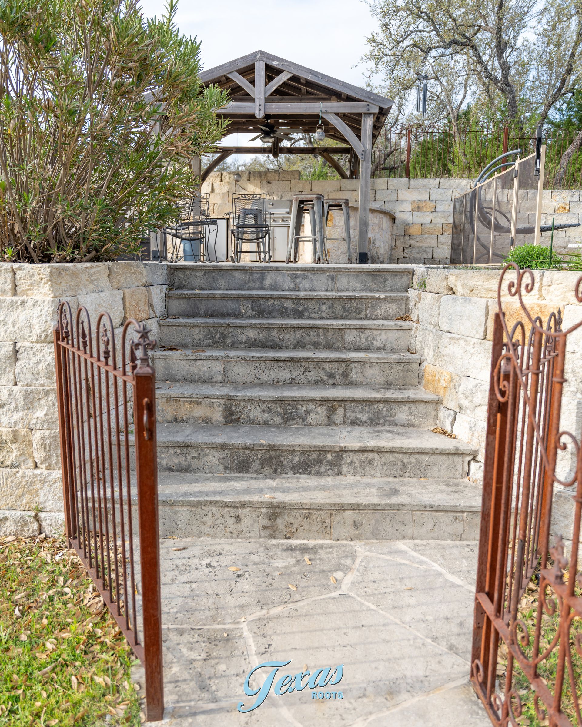 Stone walkway with organic buildup before cleaning Dripping Springs TX