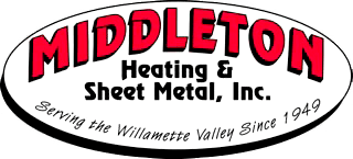 Middleton Heating & Sheet Metal, Inc. oval logo with red and black text and gray slogan