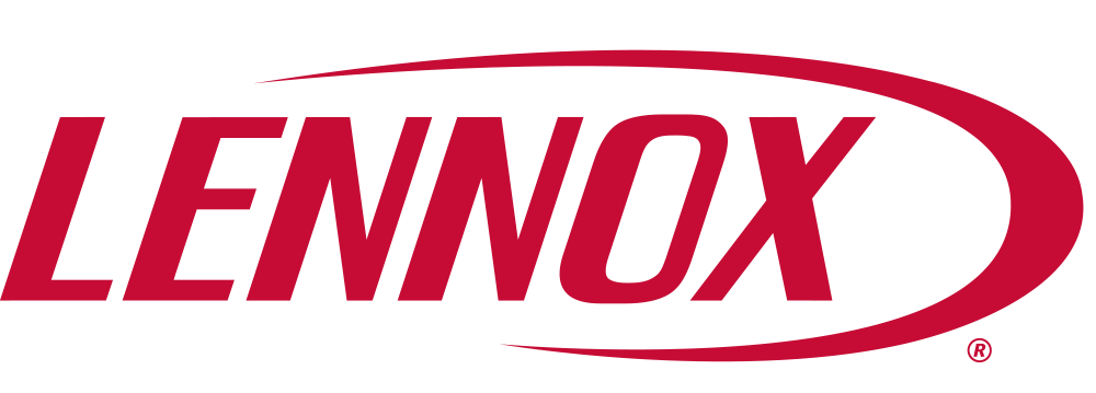 Lennox logo in red italic lettering with a red swoosh on a white background