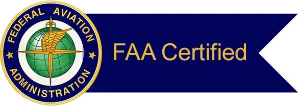 FAA Certified banner with FAA seal on blue background