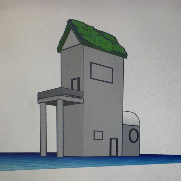 Foto's van een 3D model van een huis