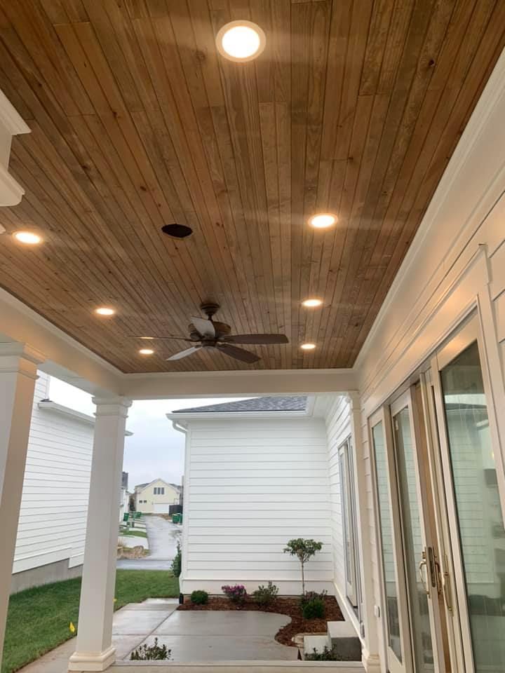 A Porch With A Wooden Ceiling — Louisville, KY — Copper Line Electric