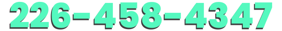 Turquoise phone number 226-458-4347 in bold green text on a white background