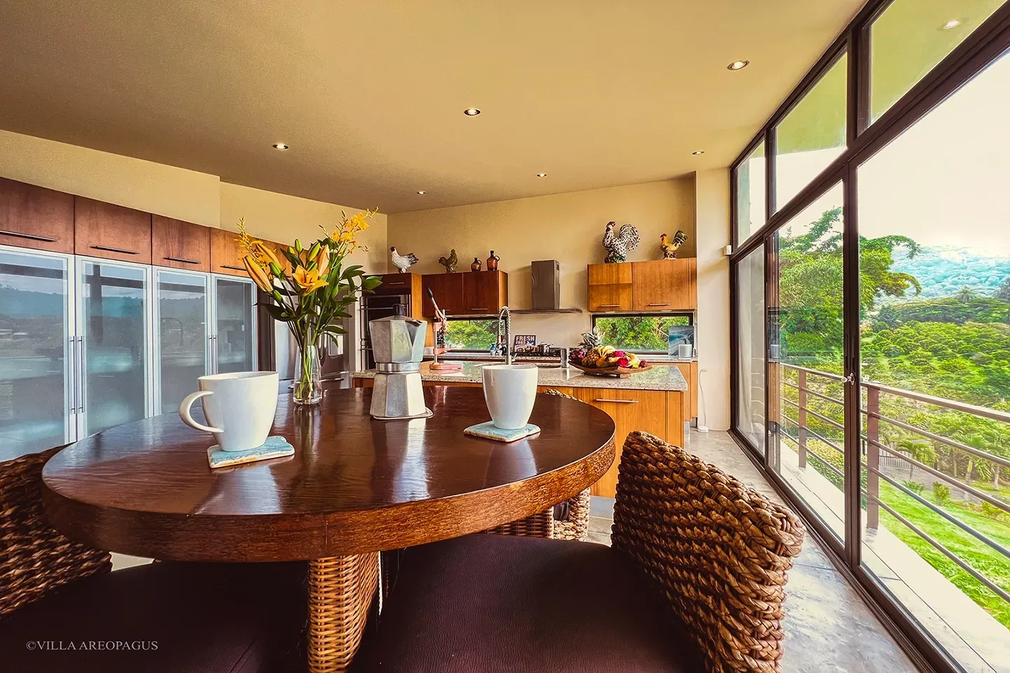 photograph of kitchen table with morning coffee