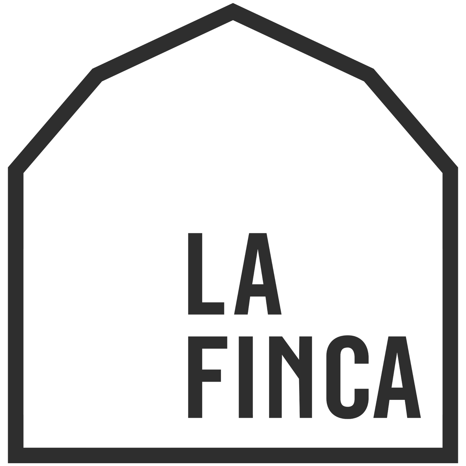 Texte « La Finca » à l'intérieur d'un contour de maison stylisé.