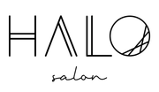 Logo for Halo Salon: black text, with