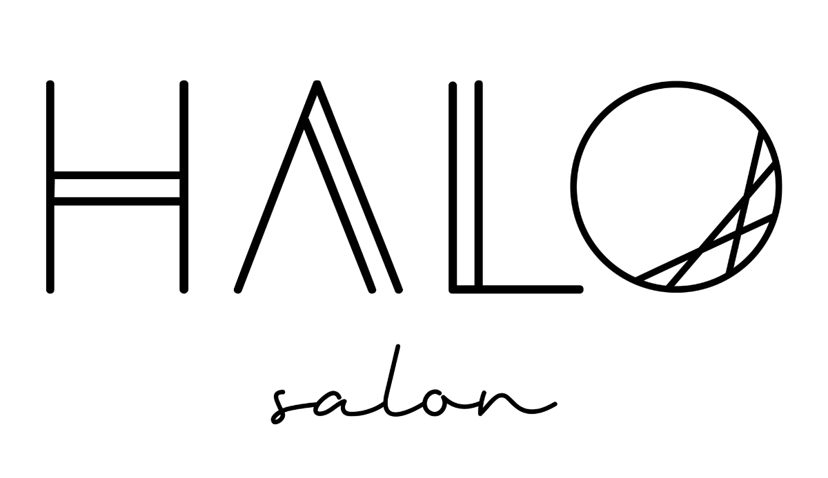 Logo for Halo Salon: black text, with