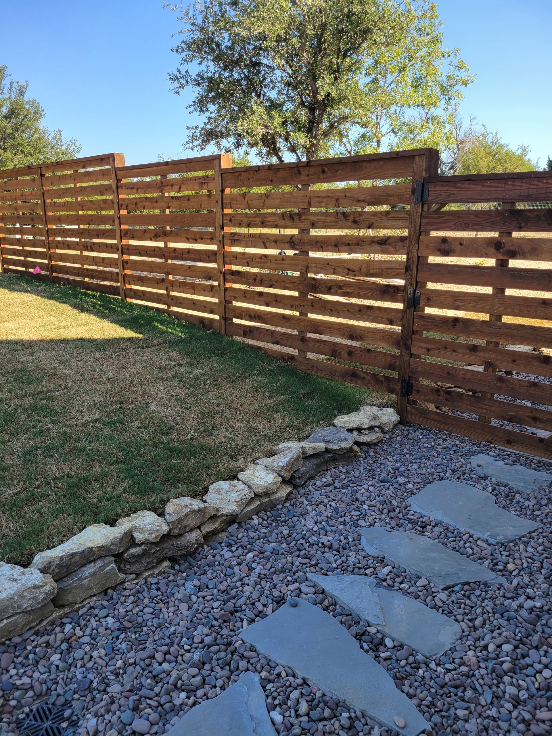 Cedar wood horizontal fence