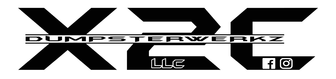 Black and white DMT Demolition logo with stylized lettering and small social media icons