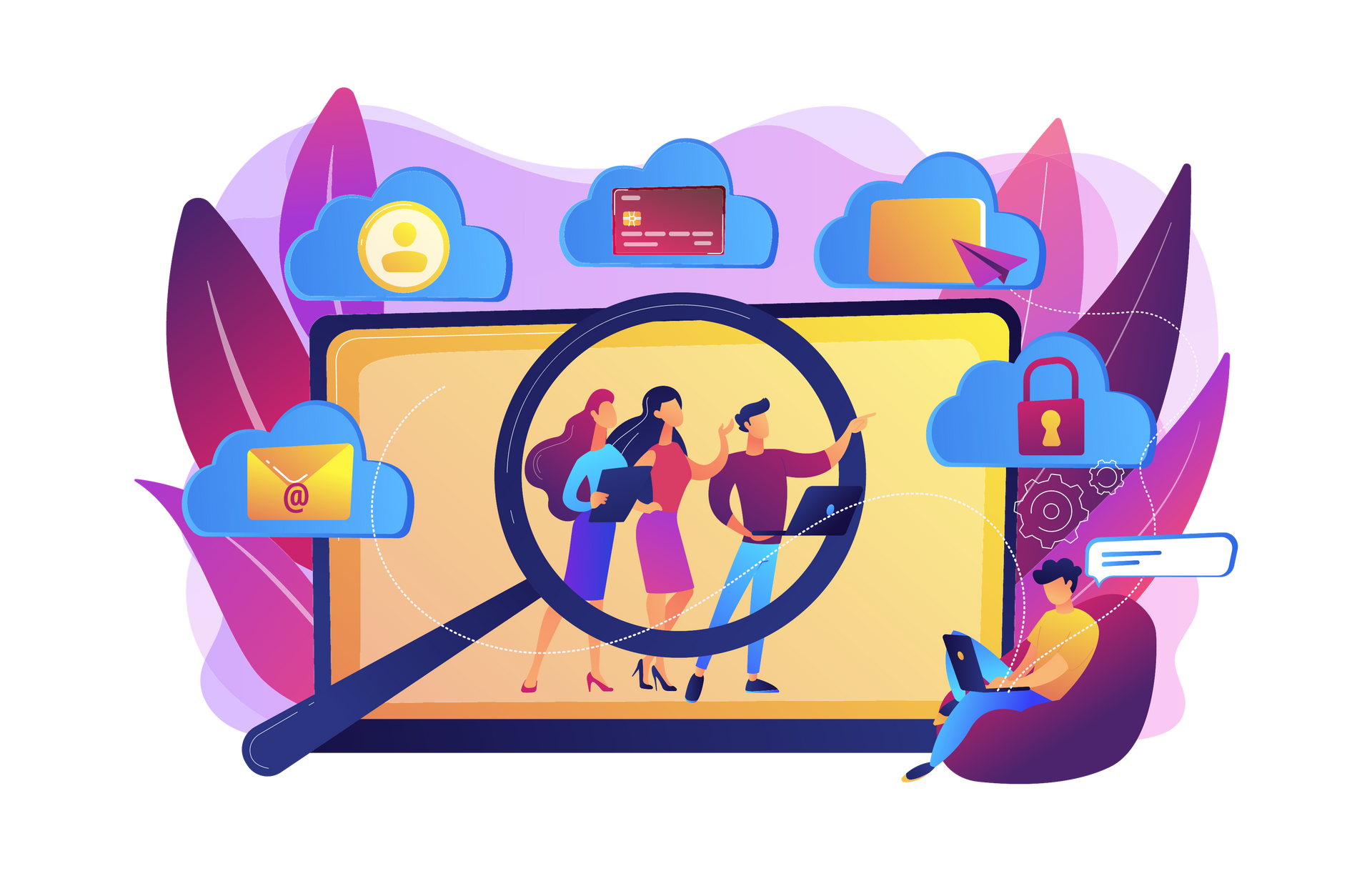 A vector image of digital transformation in business