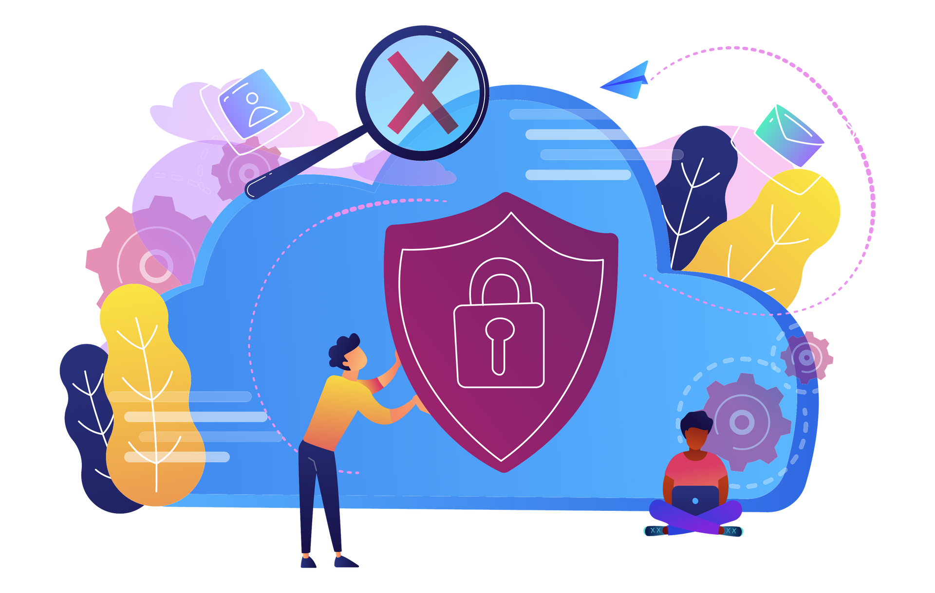 A vector image representing cloud hosting