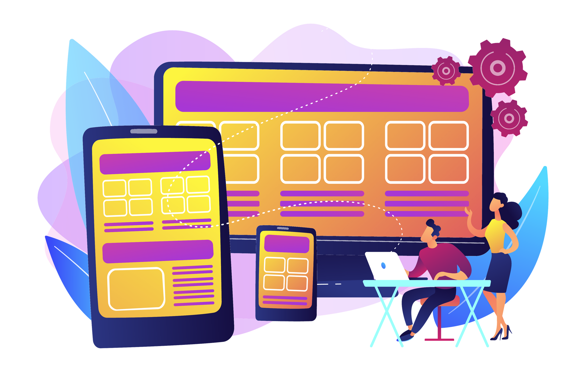 A vector image of advanced web development techniques