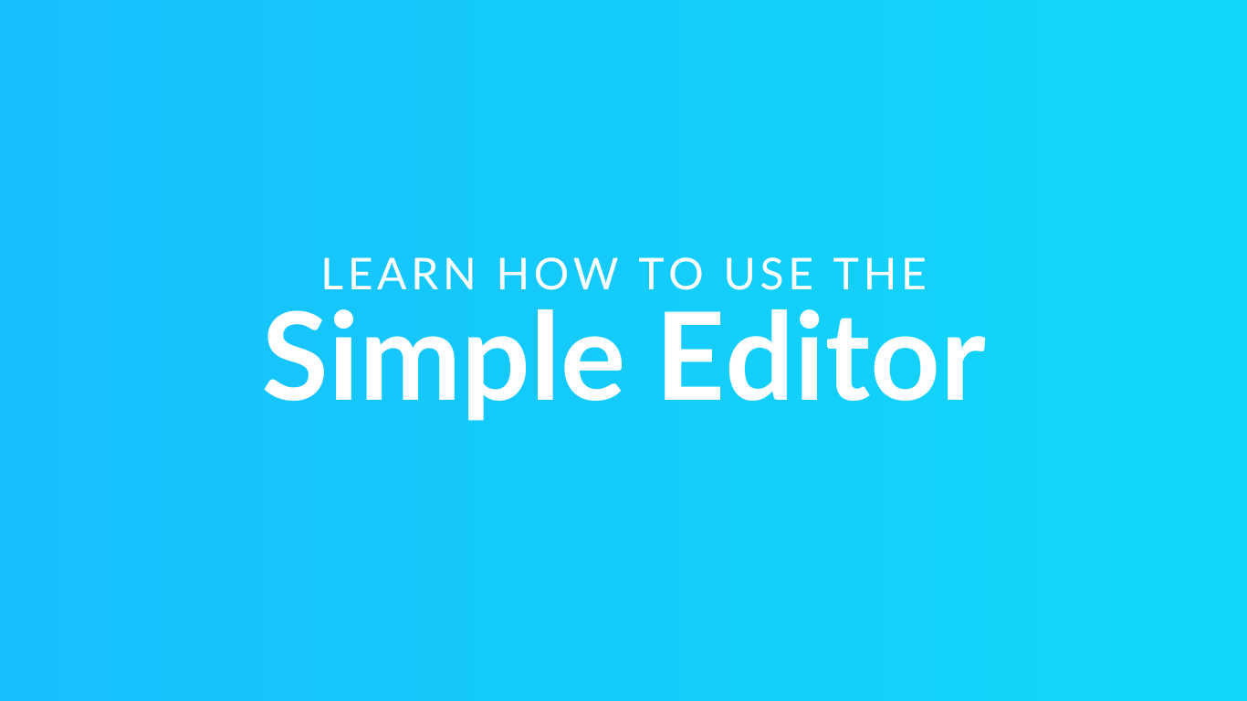 Title text: 'Simple Editor' in bold font displayed on a computer screen