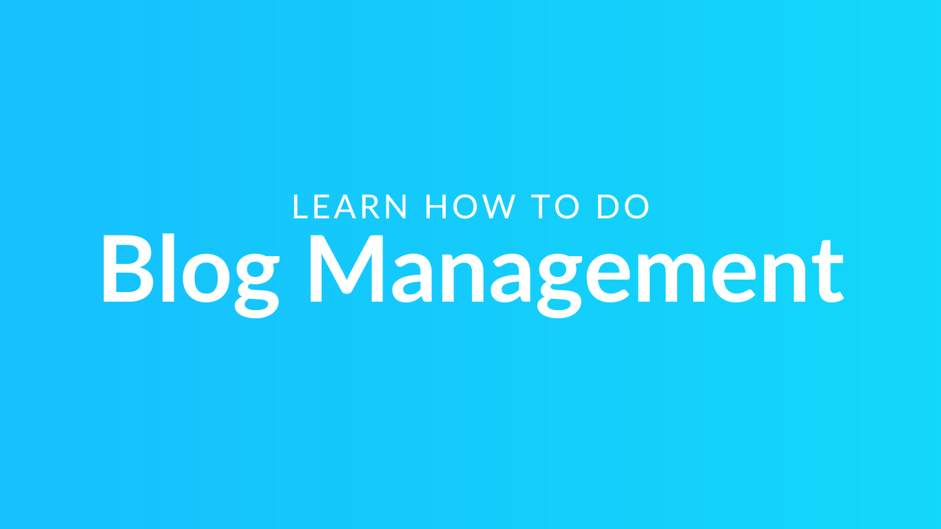 Title text: 'Blog Management' in bold font displayed on a computer screen