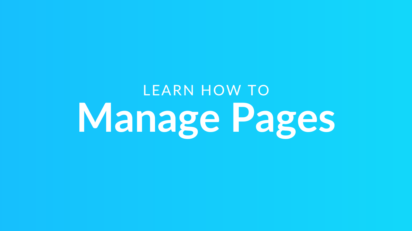 Title text: 'Manage Pages' in bold font against a computer screen backdrop.