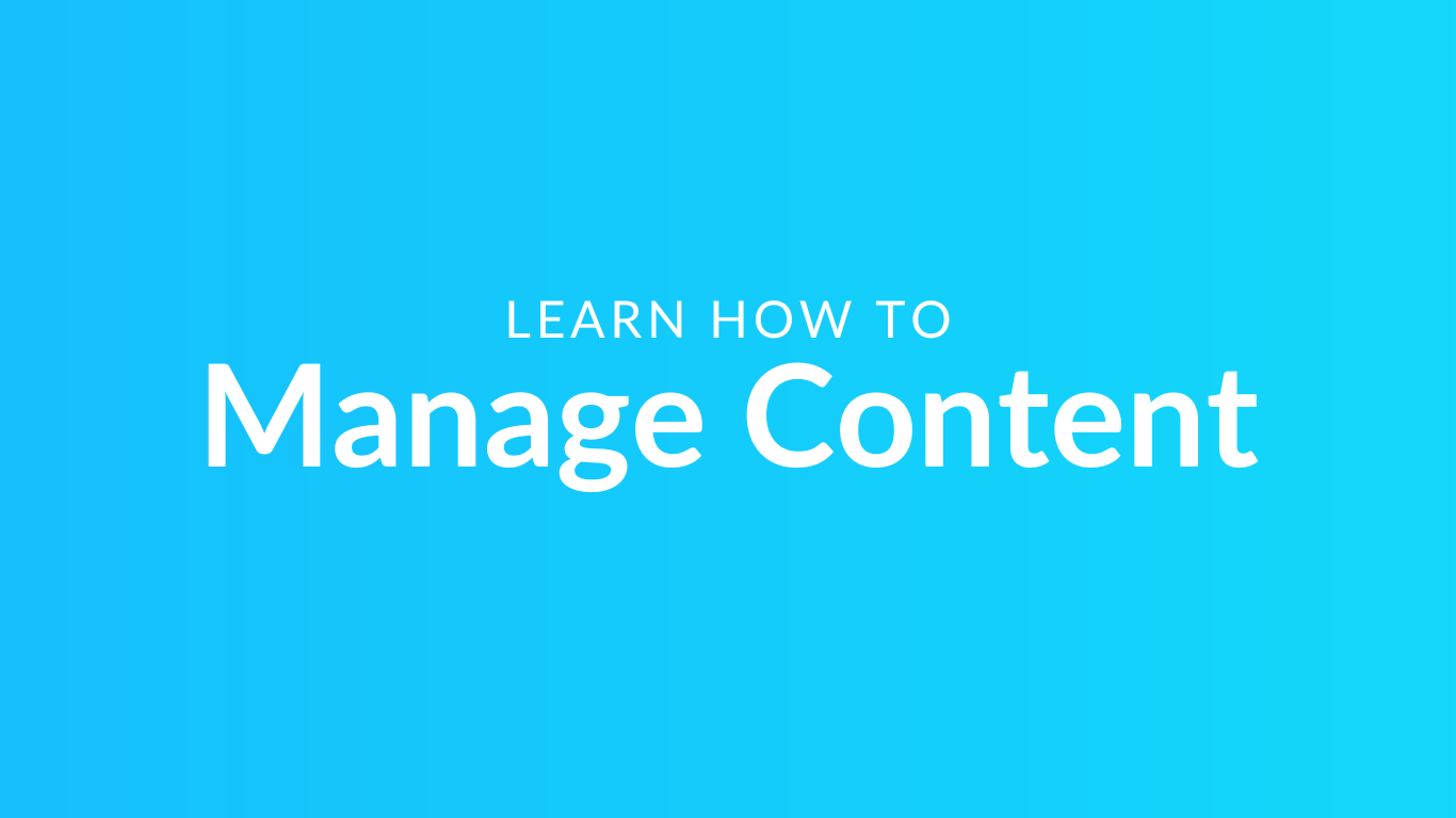 Title text: 'Manage Content' in bold font against a computer screen backdrop.