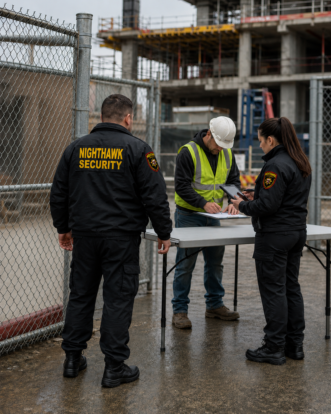 Nighthawk Security unarmed officer at a commercial facility in Louisville, Kentucky