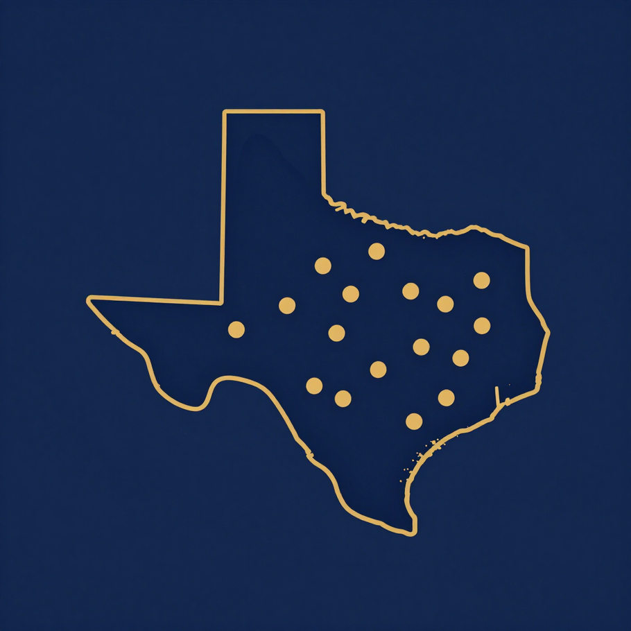 Texas state map showing One-3 LLC service area