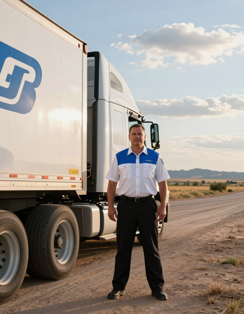 One-3 LLC professional truck driver beside a freight truck in Texas