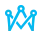 A blue icon of a crown on a white background.