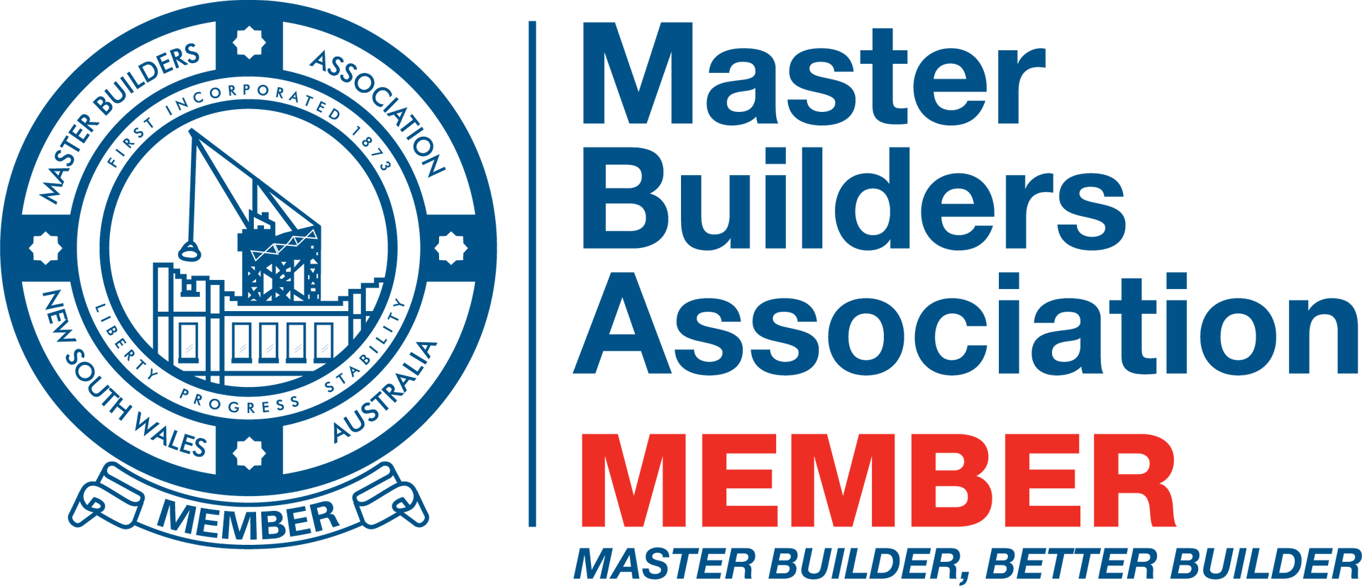 Master Builders Association logo with a blue circular emblem and text