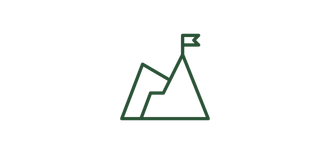 A line drawing of a mountain with a flag on top of it.