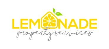 The logo for lemonade property services has a slice of lemon on it.