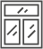 A black and white drawing of a window with two windows.