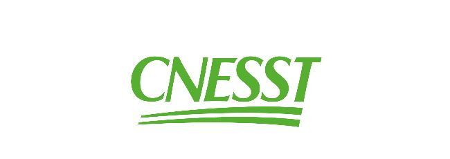 Un logo vert et blanc pour cnesst sur fond blanc.