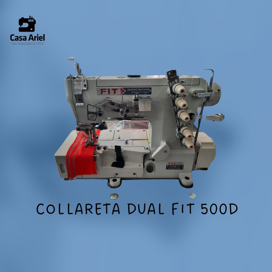Una máquina de coser collareta dual fit 500d sobre un fondo azul