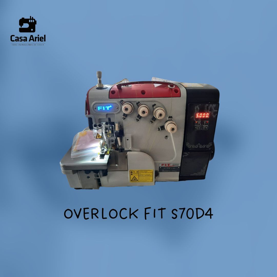 Una máquina de coser overlock fit s70d4 sobre un fondo azul