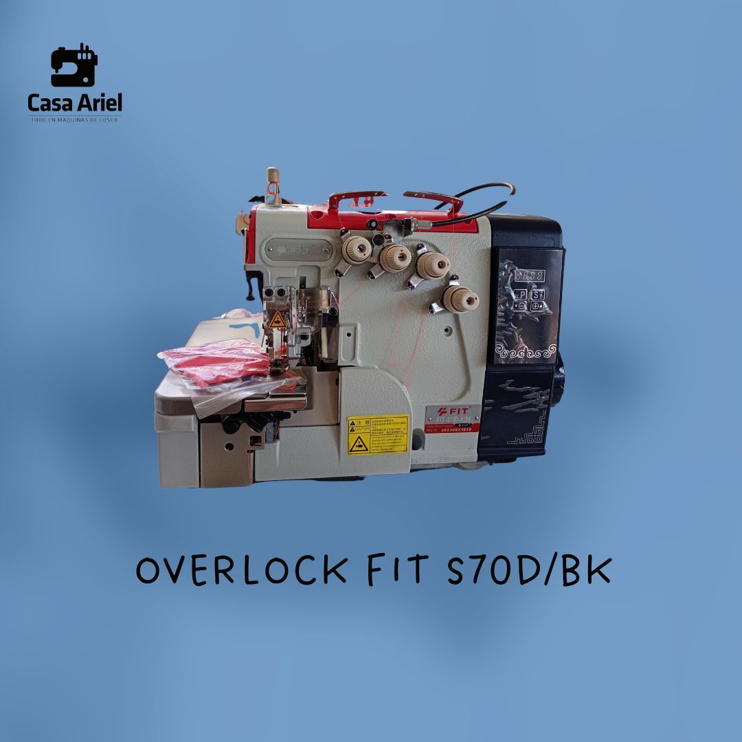 Una imagen de una máquina de coser overlock fit s70d/bk