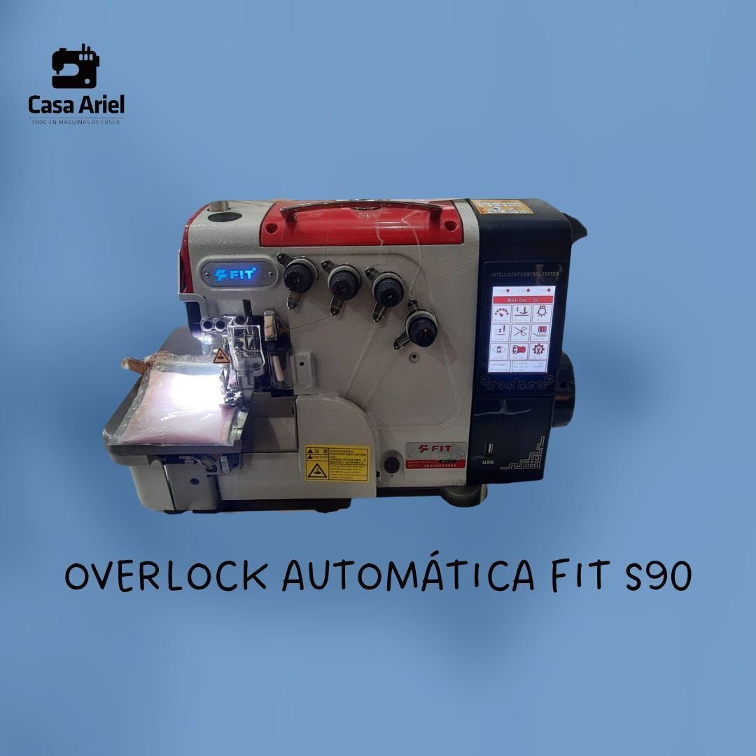 Una imagen de una máquina de coser overlock automática fit s90