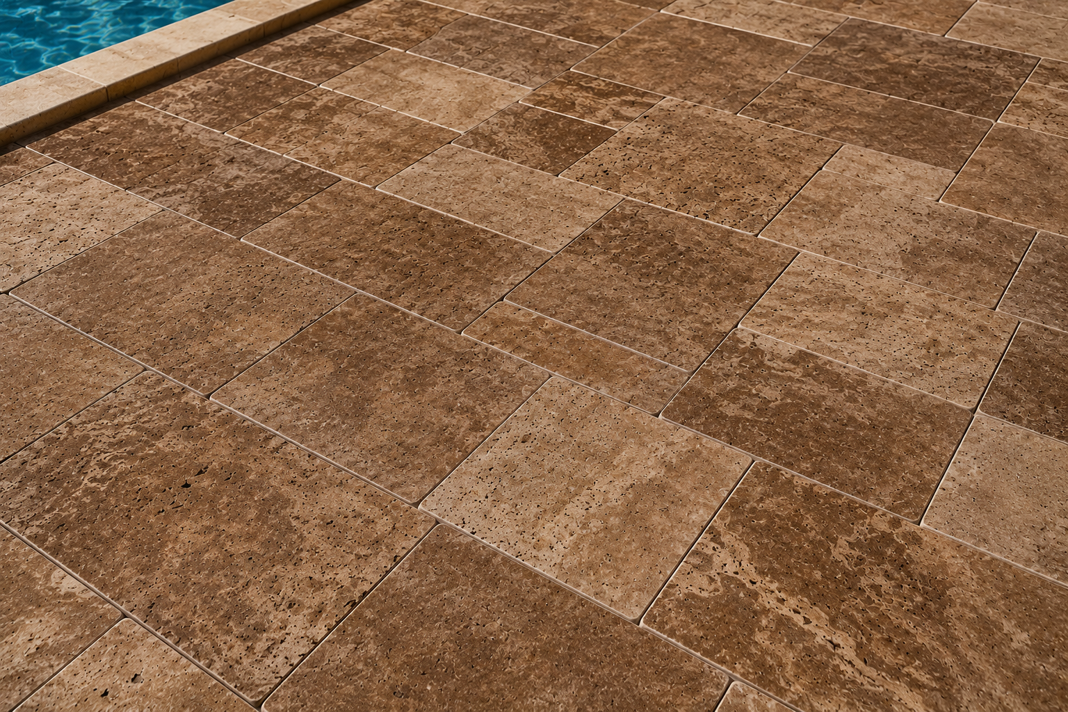 Brown textured marble tiles in a geometric pattern in florida