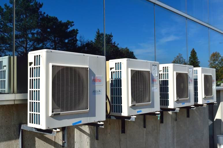 HVAC machinery on a building rooftop 