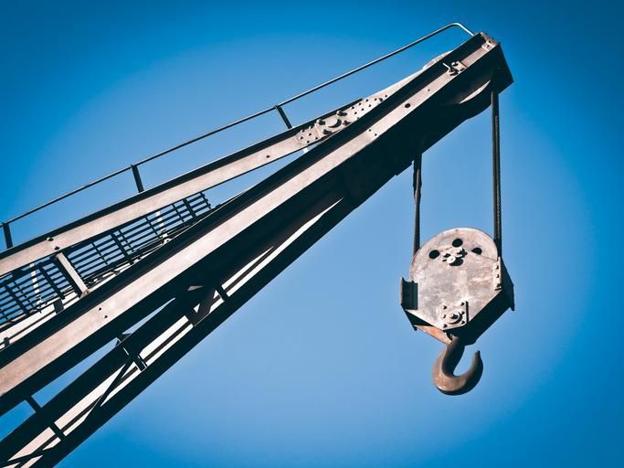 Crane hook with the sky in the background