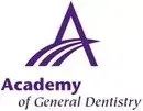 Academy of General Dentistry logo with purple stylized “A” and text