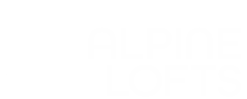 Alpine Lofts white logo