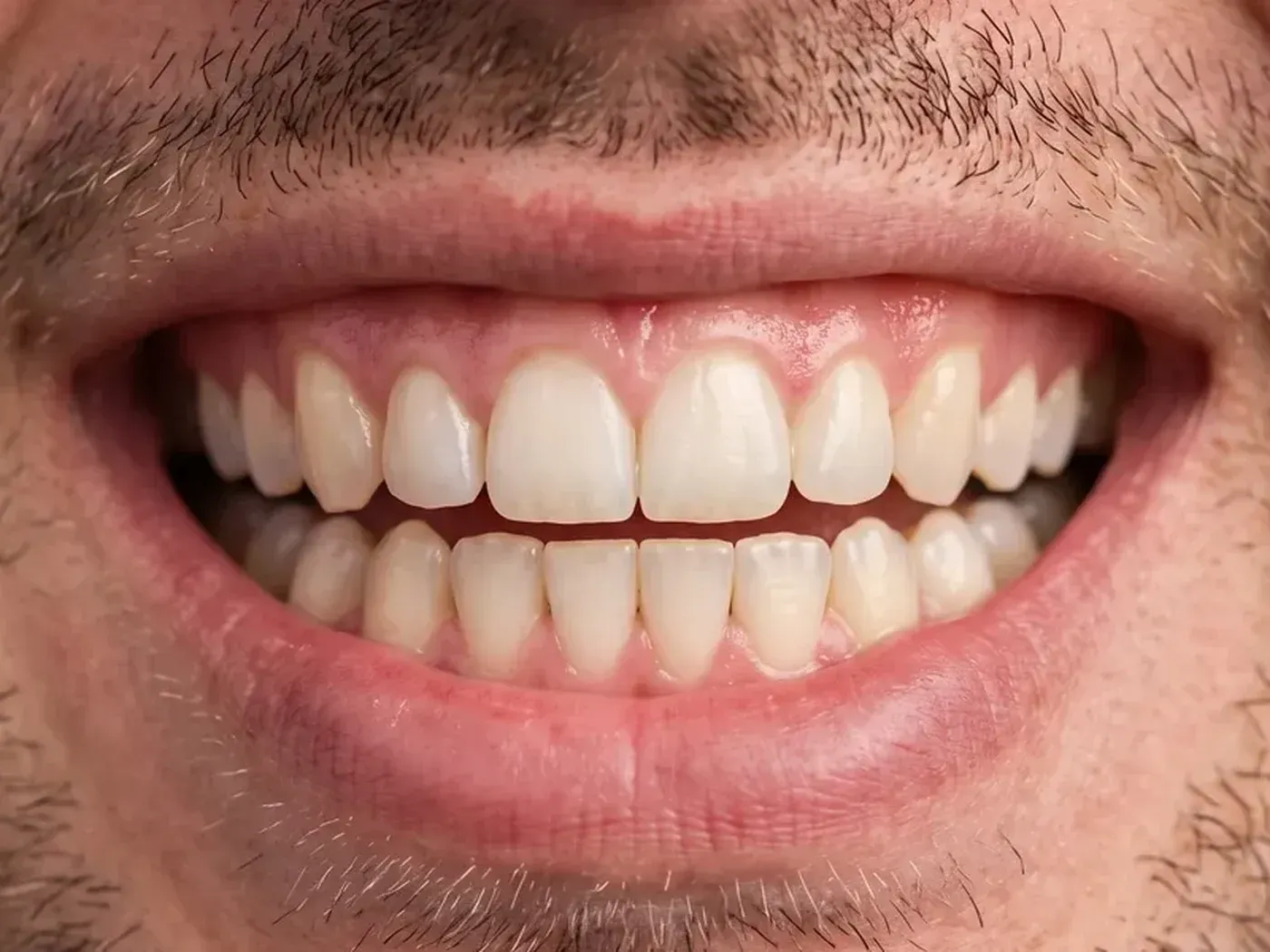Chipped front tooth rebuilt with tooth-colored dental bonding in a smile makeover