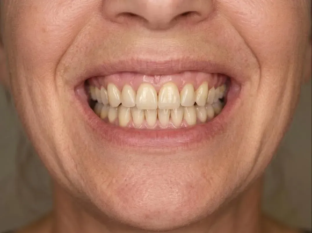 The same smile with a full set of natural-looking dentures, anticipated result