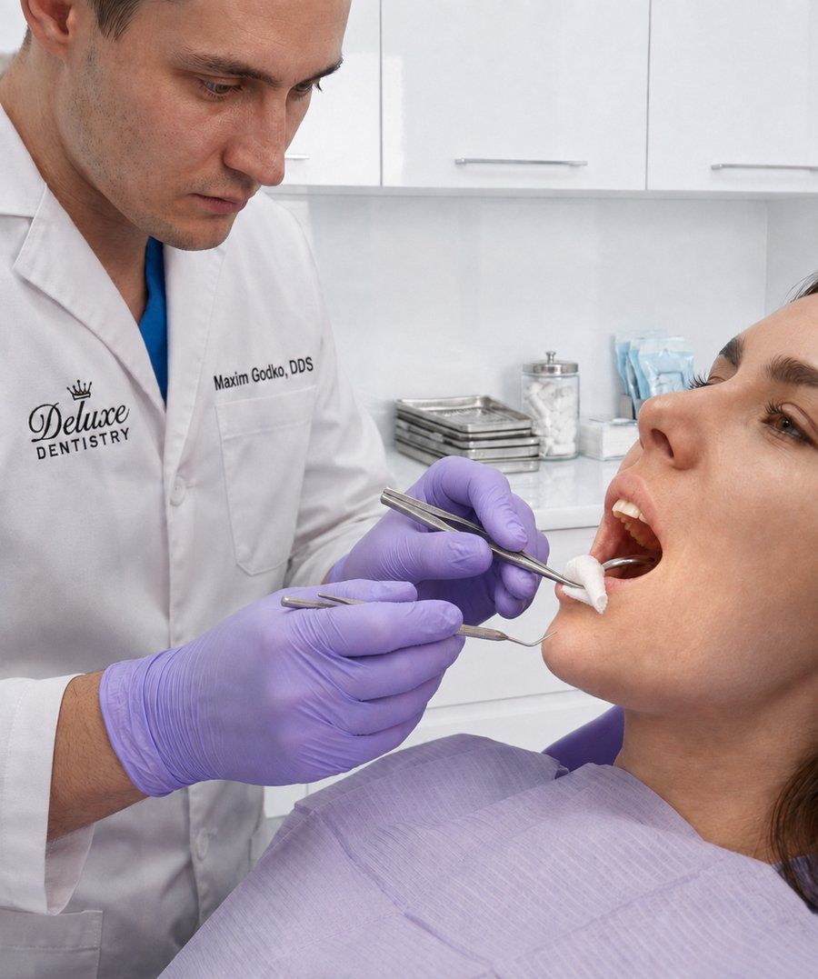 Emergency dental care patient being treated