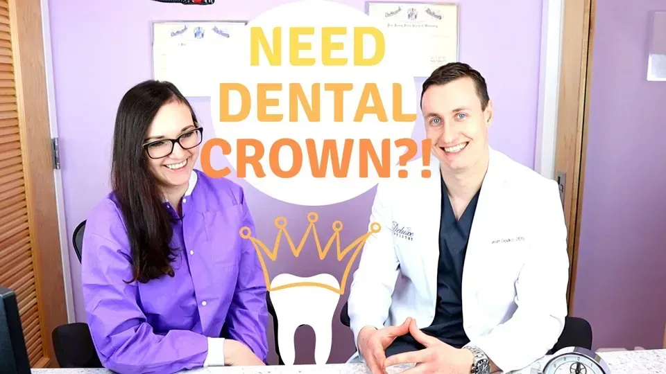 Dr. Godko explaining dental crowns and how to care for them, for patients with a lost filling or crown, a Deluxe Dentistry & Esthetics video
