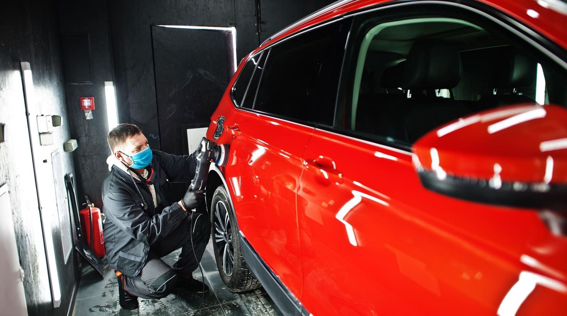 Ceramic coating on a glossy black car
