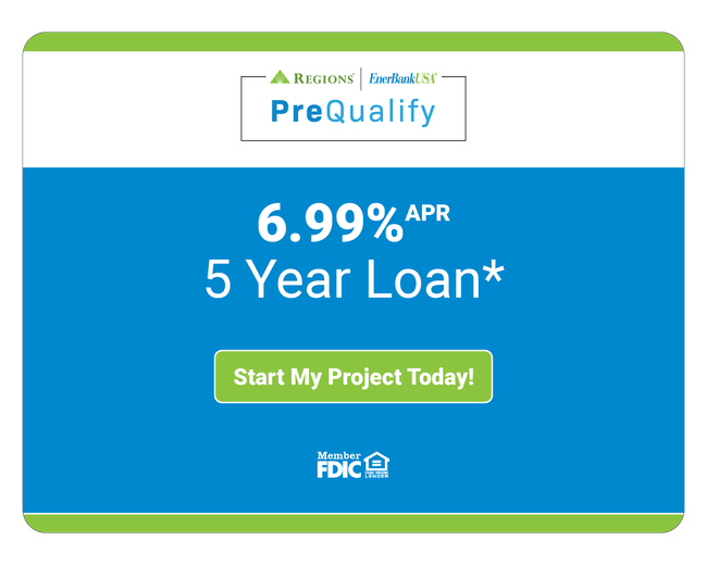 A blue and green sign that says 6.99 % apr 5 year loan *