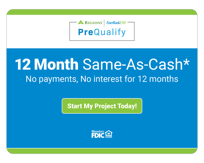 A blue and green sign that says 12 month same-as-cash