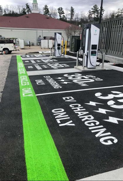 EV charging station parking spaces marked 